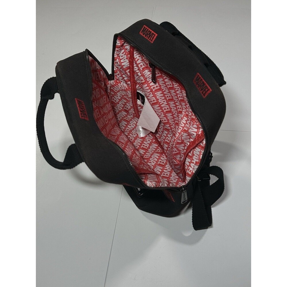 Loungefly Disney Marvel Red Embroidered Black Canvas Square Backpack Bag Pack - Picture 11 of 12